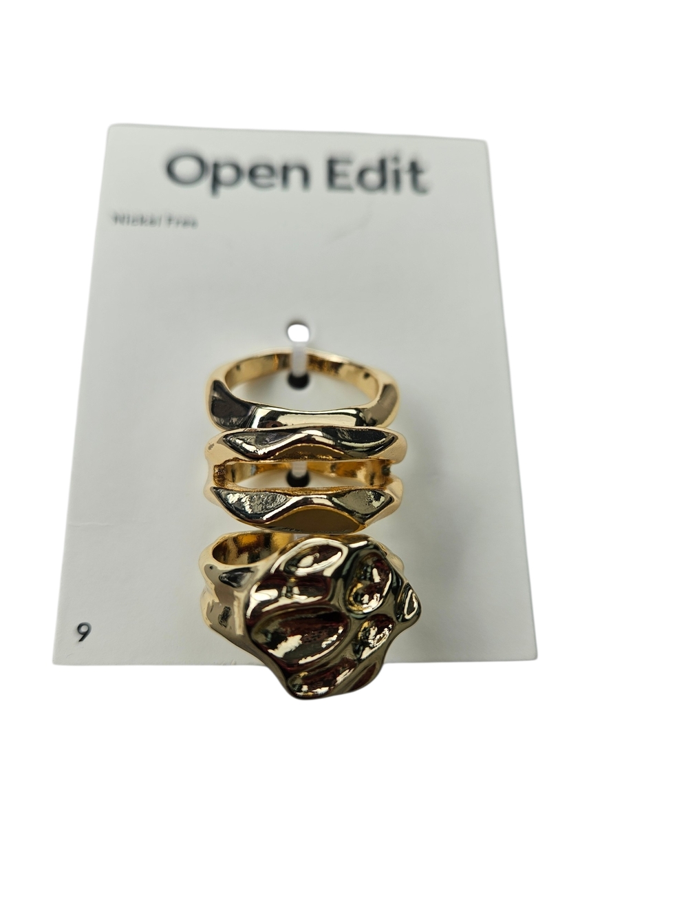 Open Edit set of 3 gold-tone rings Size 9 NEW - Picture 2 of 4